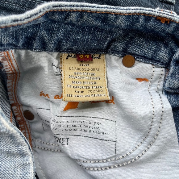 7 For All Mankind "A" Pocket Y2K Pink Stiching Low Rise Boot Cut Jeans Size 27 - Picture 8 of 8